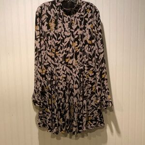 Guess Long Sleeve Stand Up Collar Swing Skirt Dress Size Medium